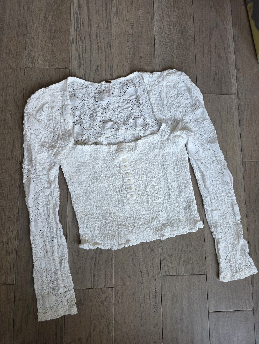 Free People White Crop Lace Top